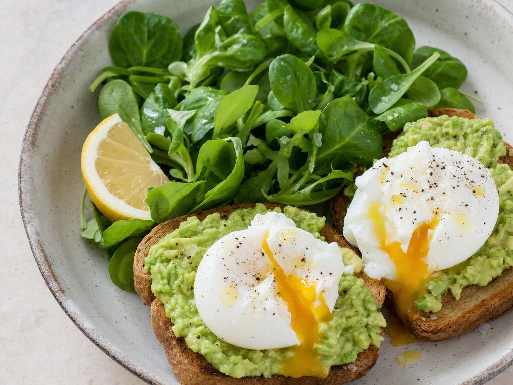 Avocado toast + oeufs pochés + salade