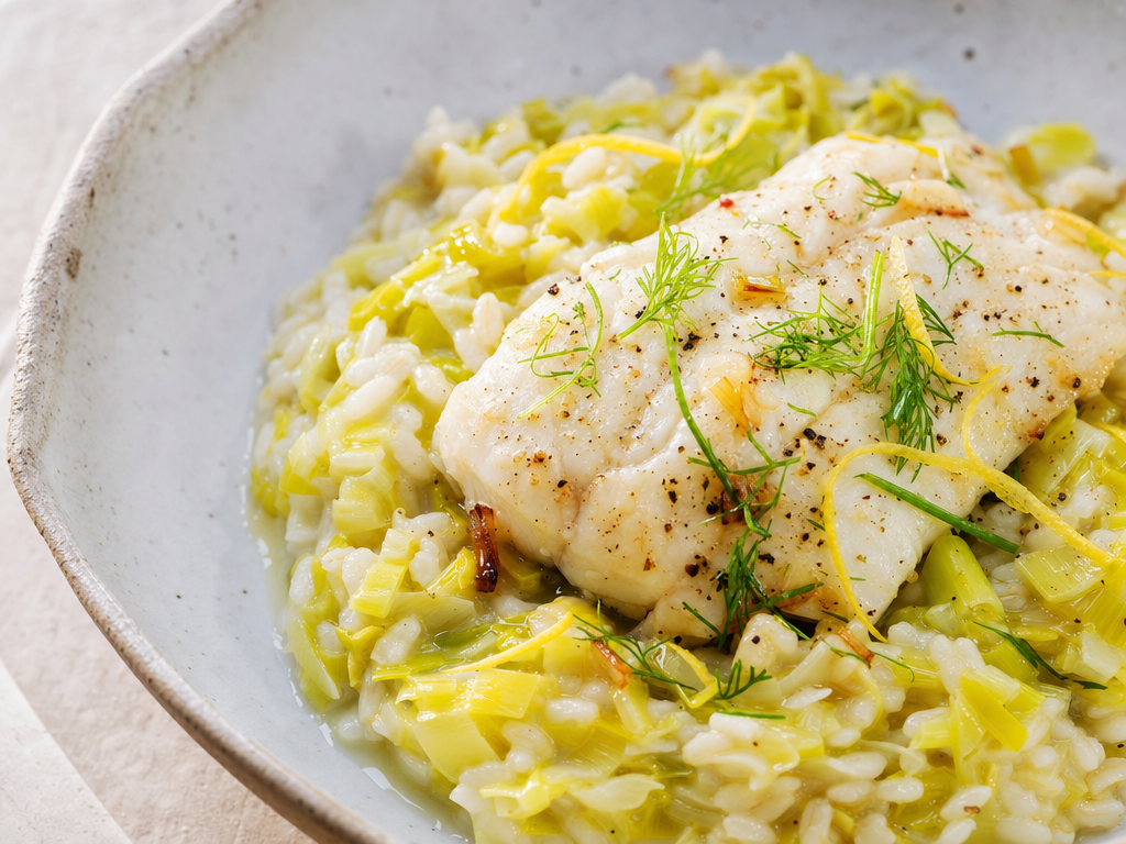 Risotto poireaux & cabillaud