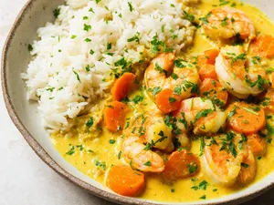 Crevettes curry coco light