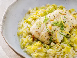 Risotto poireaux & cabillaud