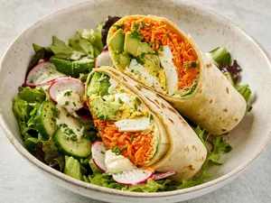 Wrap carotte + émulsion oeuf / avocat