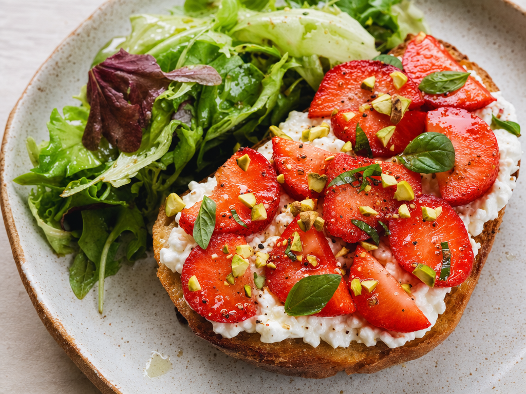 Toast cottage cheese fraises
