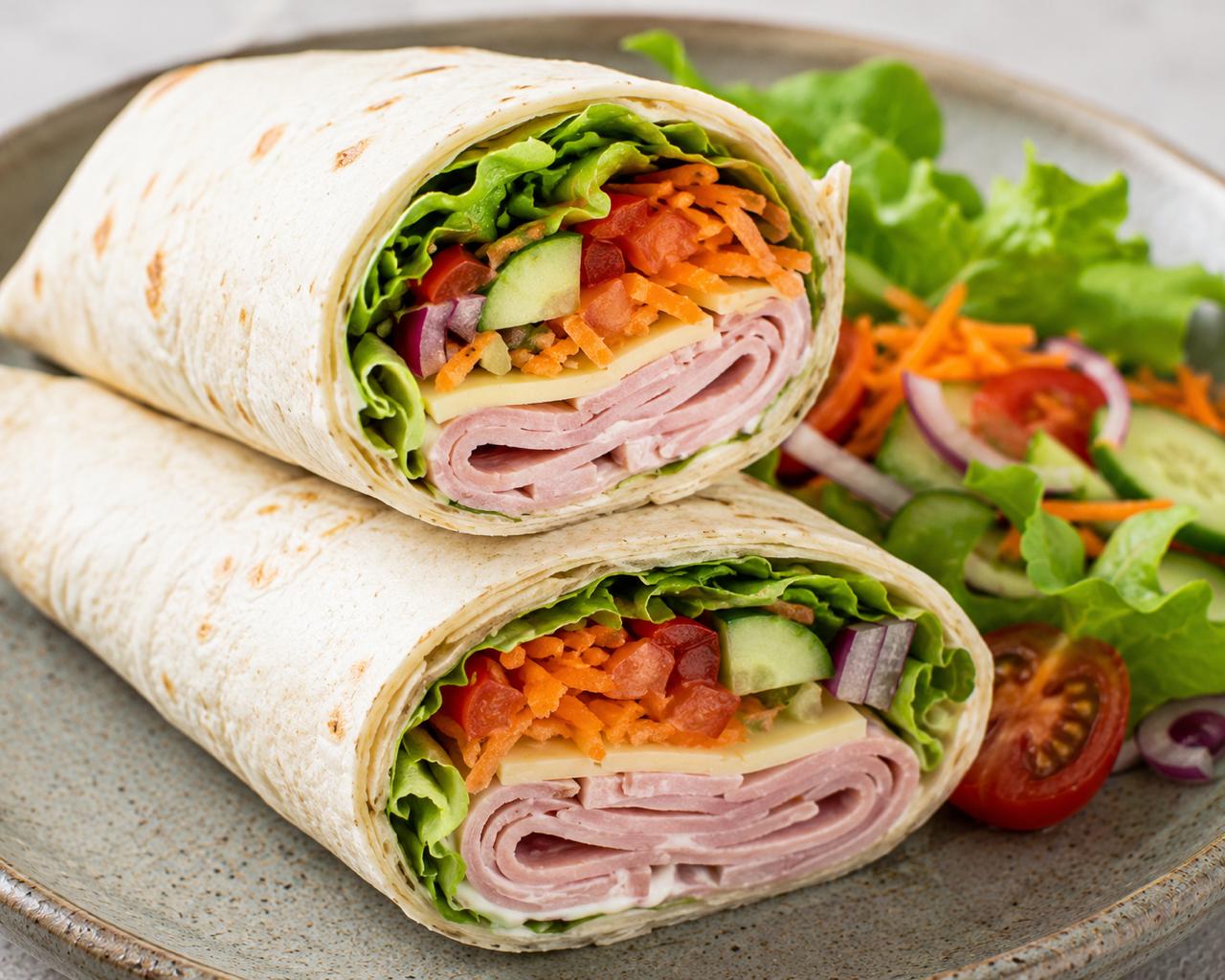 Wrap jambon / fromage / mayo allégée + crudités à volonté